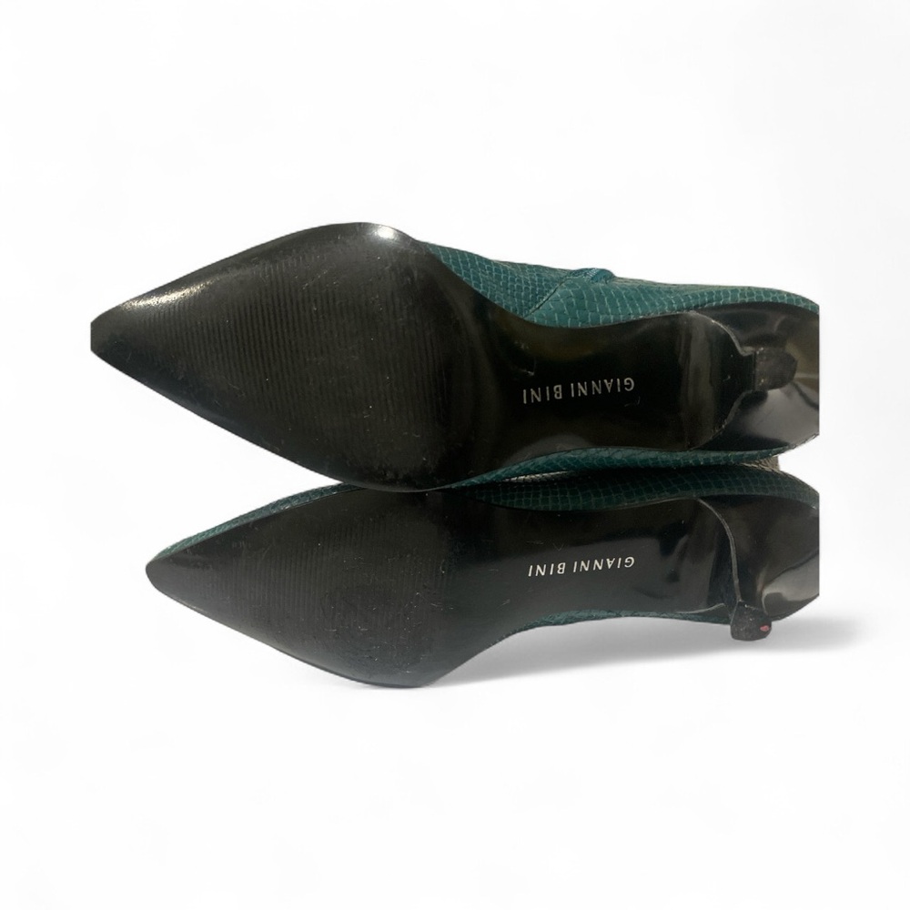 Authentic Gianni Bini Real Snakeskin Dark Aqua Pointed Toe Kitten Heel Boots9” - Picture 6 of 13